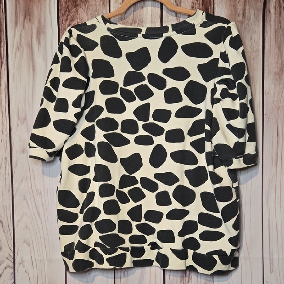 Who What Wear Black and Cream Ruffled Short Sleeve Top Womens 1X - Picture 8 of 9